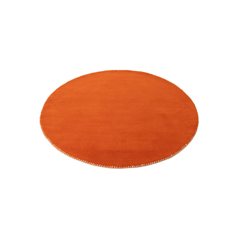 Solid Colour Wool Hand Woven Area Rug, Multi-coloured, Round 200cm