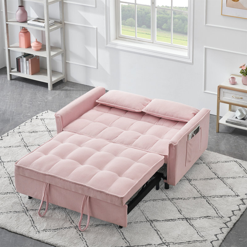 Canapé-lit pliant avec dossier réglable pour accoudoir inclinable, Rose