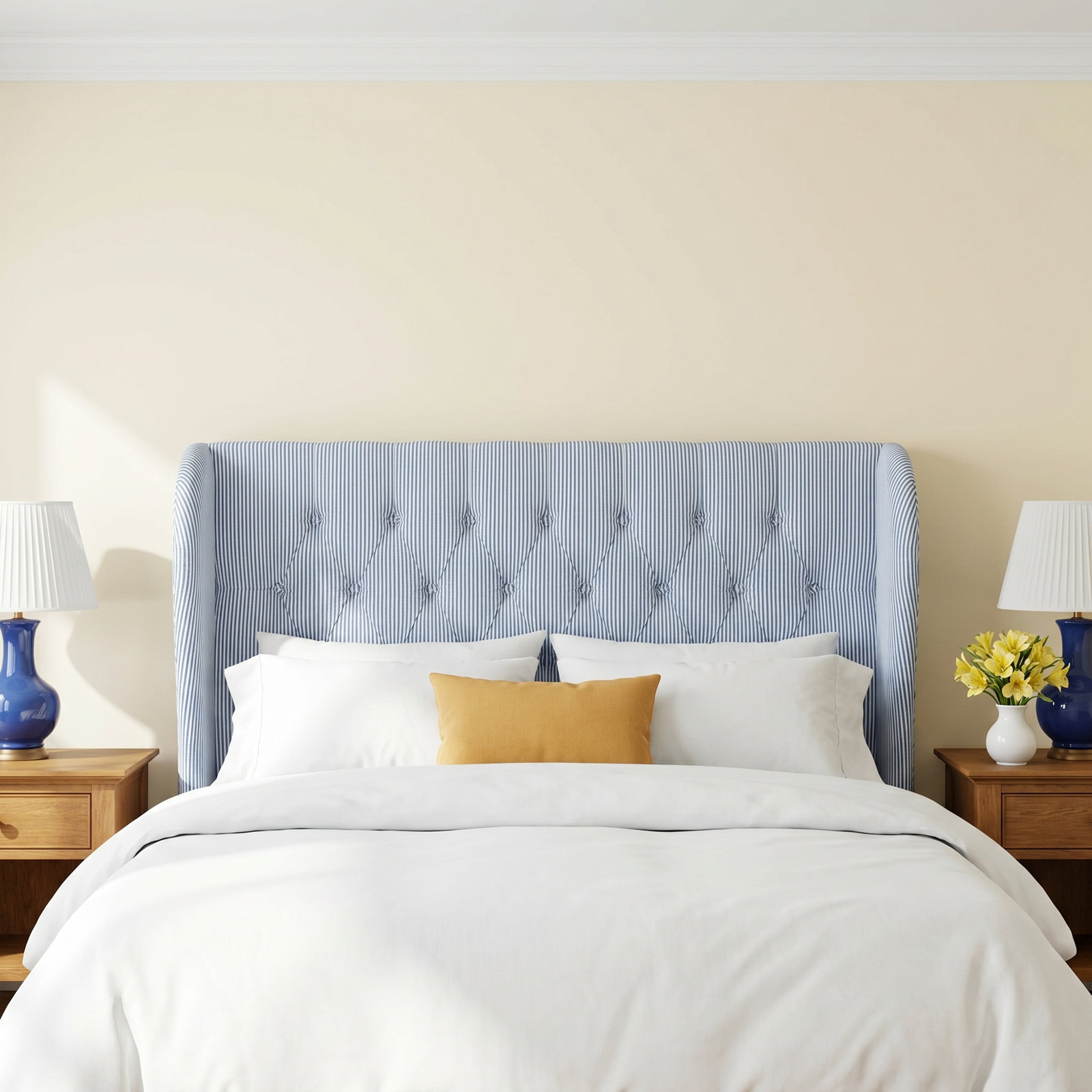 Tomey Cotton Upholstered Headboard, Twin, Robina Floral Ochre