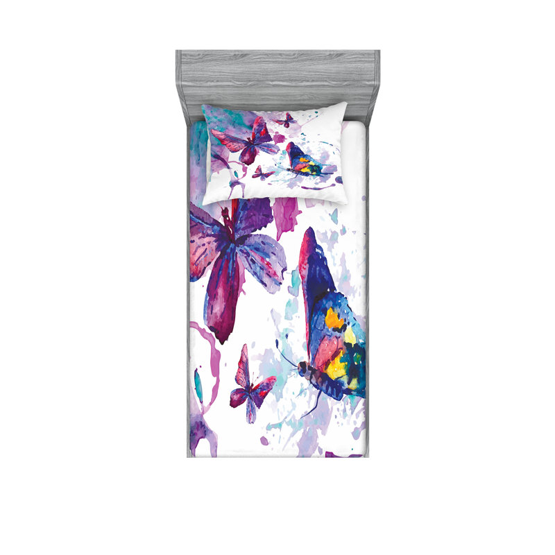 Multicolore drap-housse et coussin décoratif Ambesonne, Ensemble de draps pour lit simple TG + 2 taies d'o