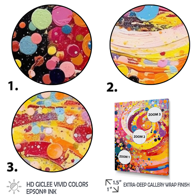 Printemps célébration abstraite, reproduction d'art sur toile, Cadre flottant doré, H 44 po x l 34 po x P 1,5 po