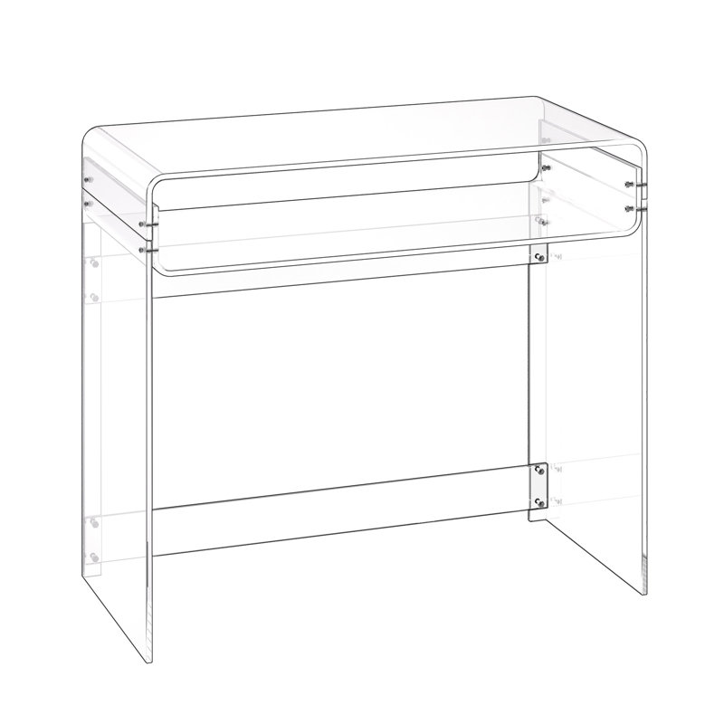Table de bout en acrylique, table de bout transparente à 2 niveaux avec tablette de rangement, bureau latéral rectangulaire moderne en acrylique, table de chevet transparente pour chambre à coucher, bureau, salon, 15,7 x 33,5 x 29,5 po (transparent)