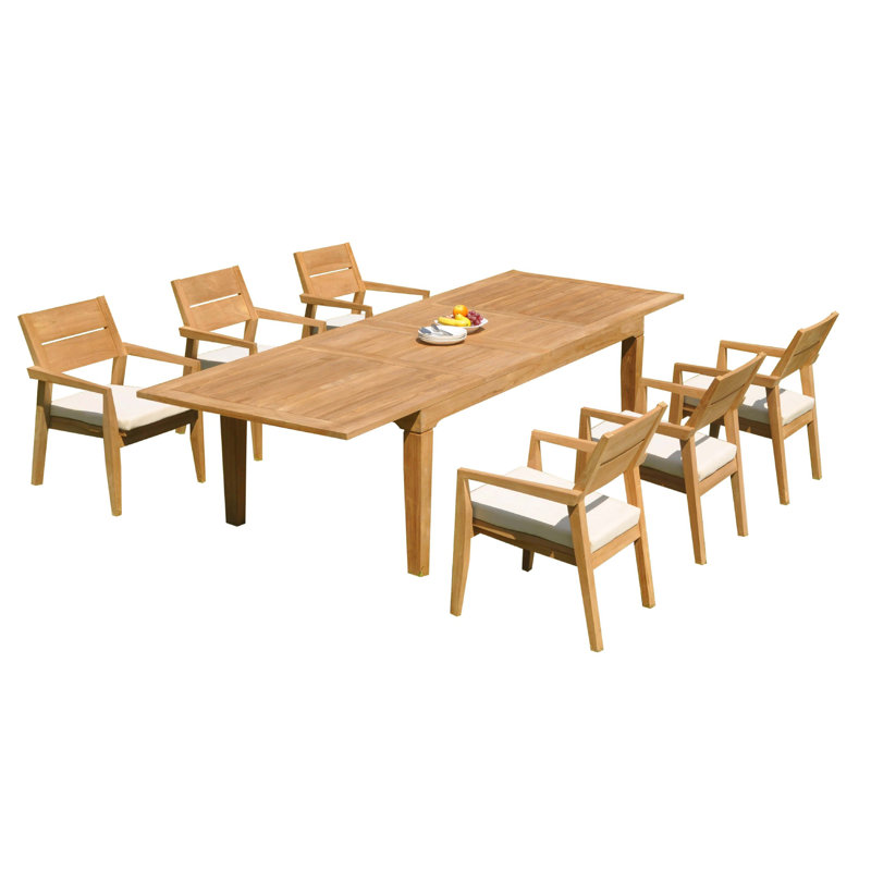 Ensemble repas 7 pièces teck Caranas