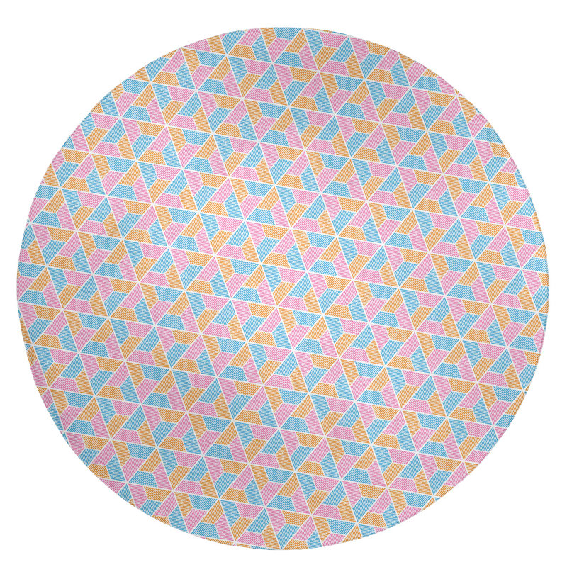 Tapis brun/bleu pâle/rose trapézoïdals sandy, Rectangle 4 pi x 6 pi