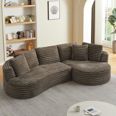 Compression Sectionals Corduroy Modern Curved L Shape For Home Living