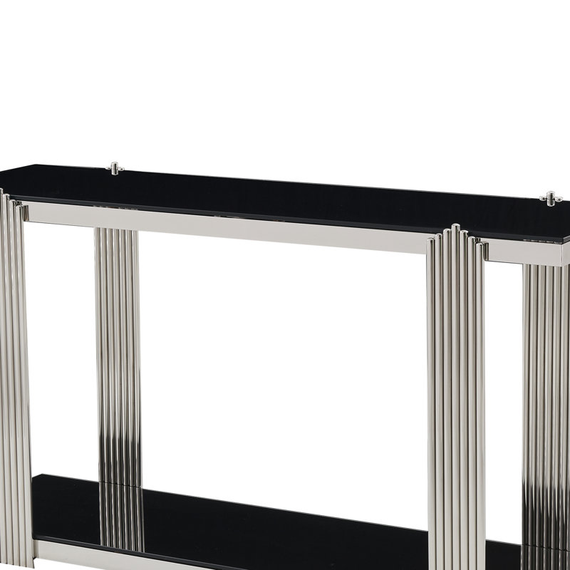Console miroir, table d'entrée, Black / Black+Silver, Noir et argent