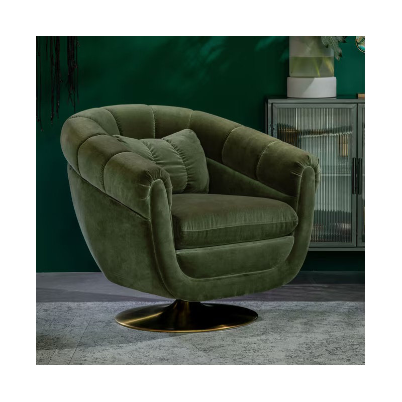 Member Swivel Lounge Chair, Green Cotton Blend