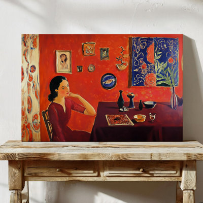 The Red Studio Art Print - reproduction abstraite de peinture à l'huile abstraite, décoration murale moderne Mid-Century pour le salon ou la galerie