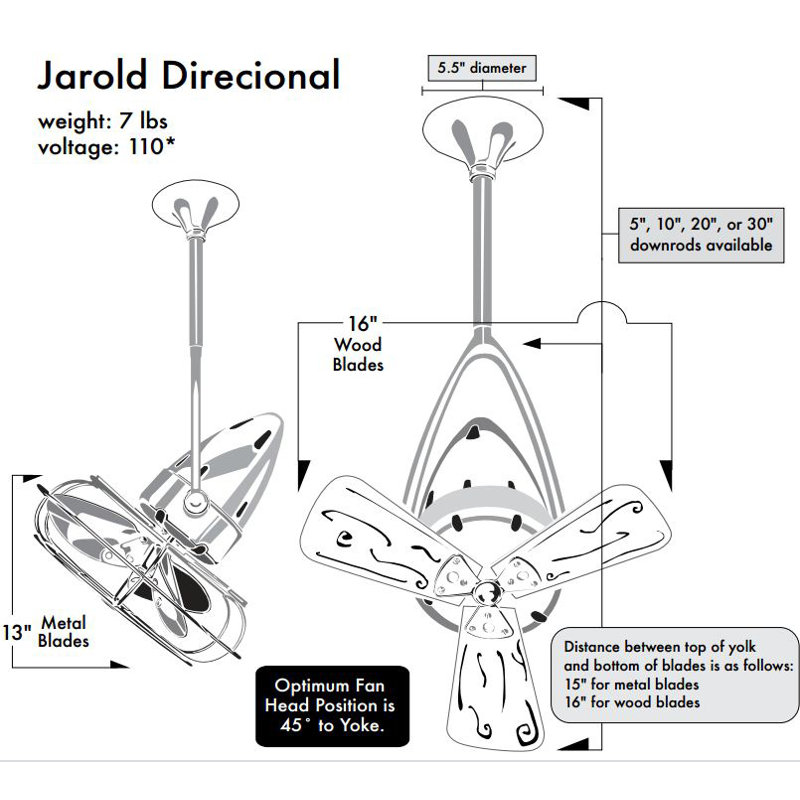 13" Jarold 3 Blade Ceiling Fan, Polished Chrome