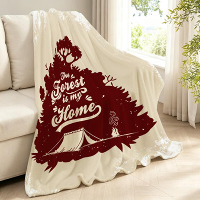 Green Ultra Soft Flannel Fleece Throw Blanket,The Forest Is My Home Single-Sided Print