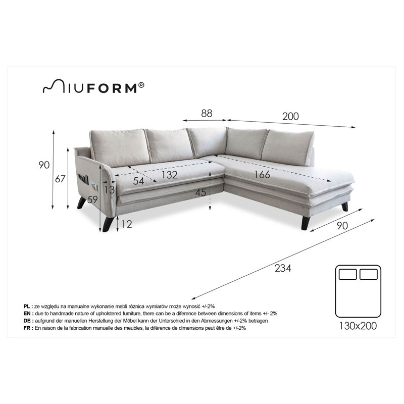Charming Charlie Limited 6 Seater Sofa Bed, Sand grey, Right facing