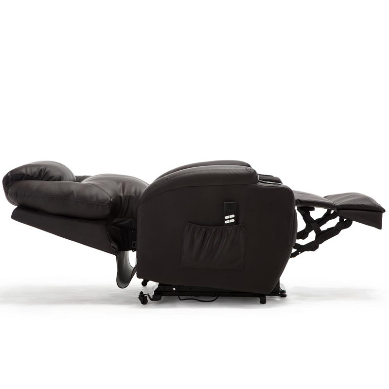 86cm Wide Lift Assist Home Theatre Recliner with Massager, Brown, Single Motor Lift Assist
