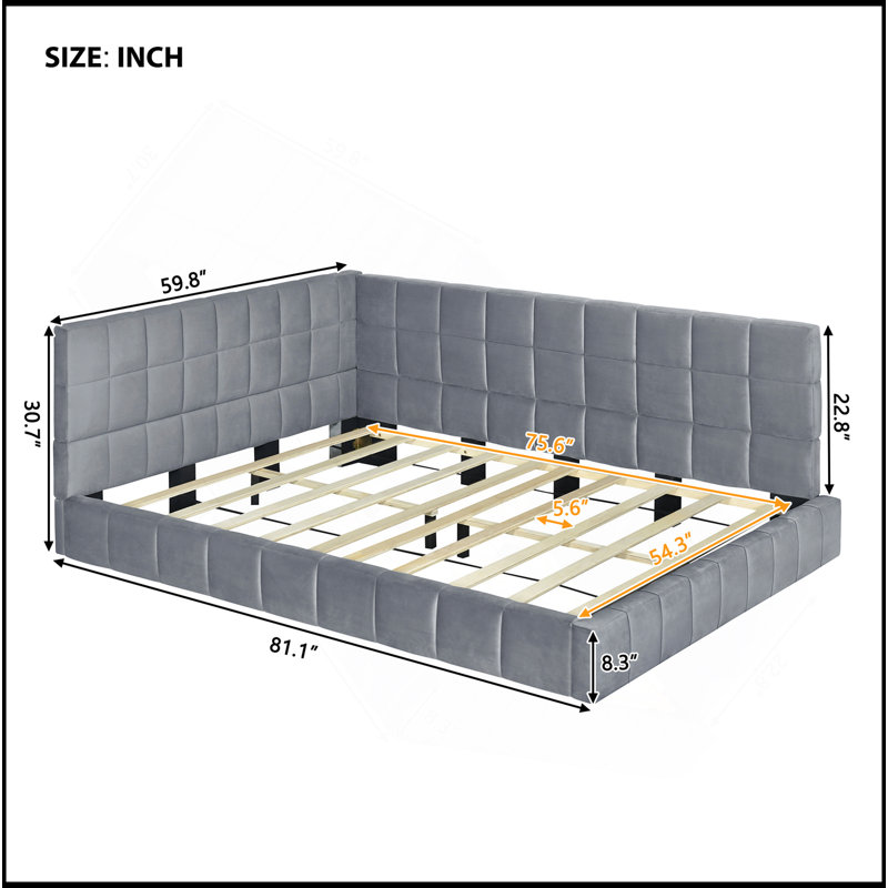 Full Size Upholstered Daybed/Sofa Bed Frame, Velvet