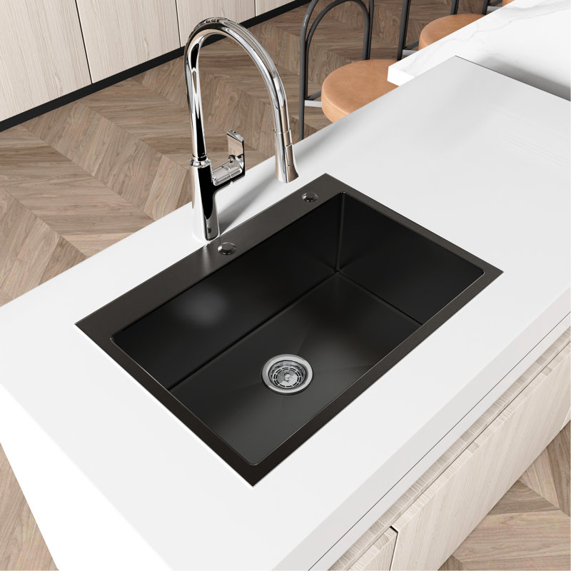 27"X19" Undermount Basin Sink - Stainless Steel With Smooth Surface And Effective Drainage Deep Single Bowl Absorption Feature Easy Installation Process