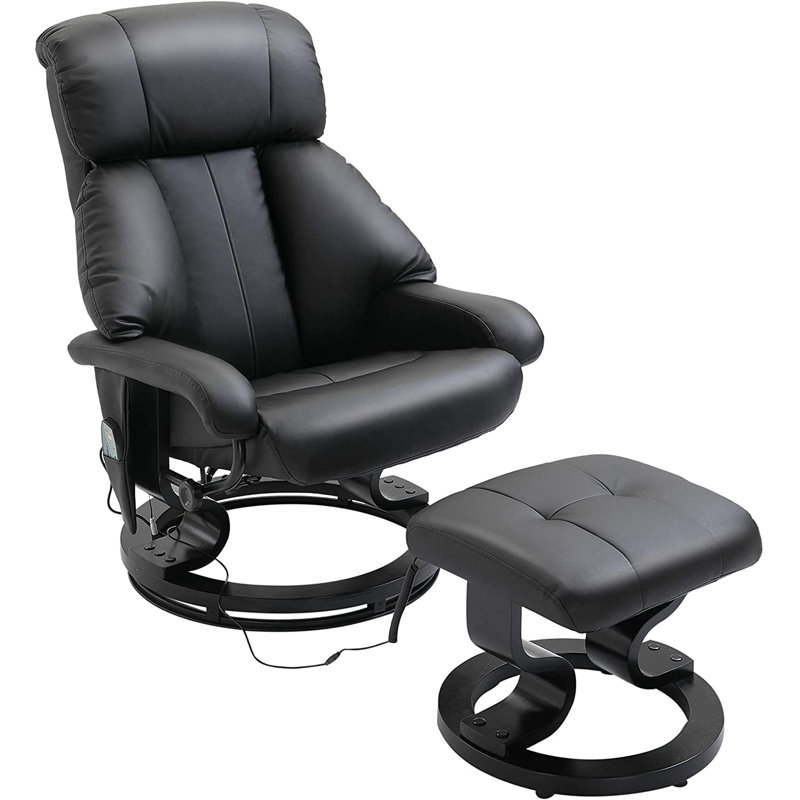Eckart Massage Chair with Footstool, Black