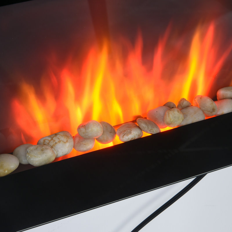 Herakleitos Black Electric Fireplace with 5118 BTU, 15.75" H x 28.5" W x 4.5" D