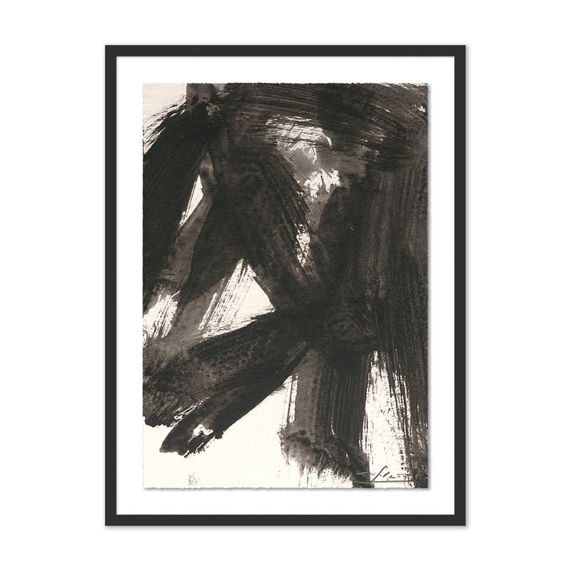 No. 16 Painting by Valeria Sidanez, 32" H x 24" W, Black Maple Framed