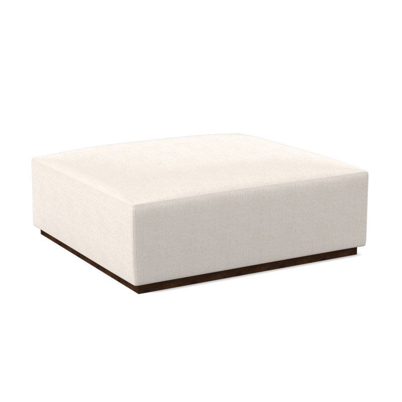 Repose-pieds Club, Noyer américain, 100% polyester ivoire Venise