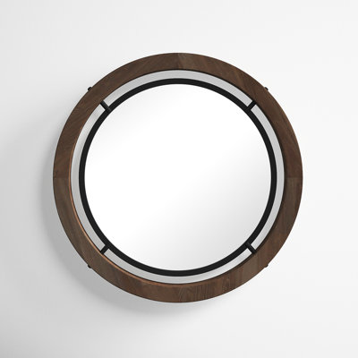 Smita Solid Wood Round Mirror