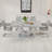 Kimara 5-Piece Modern 63" Rectangular Faux Marble Pedestal Dining Set-947337918-984882714
