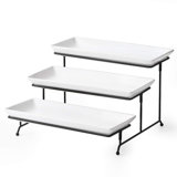 3 Tier Serving Stand Tiered Serving Stand With 3 Porcelain Serving Platters Trays,Black