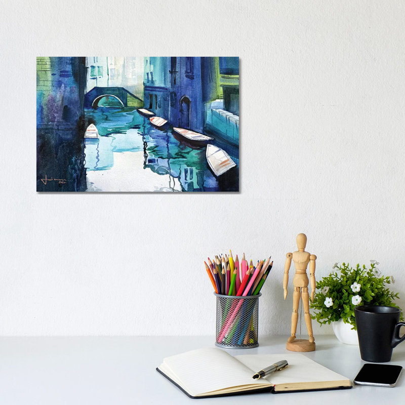 Blue Venice 1 Piece Wrapped Canvas Wall Art, 20.32 cm H x 30.48 cm W