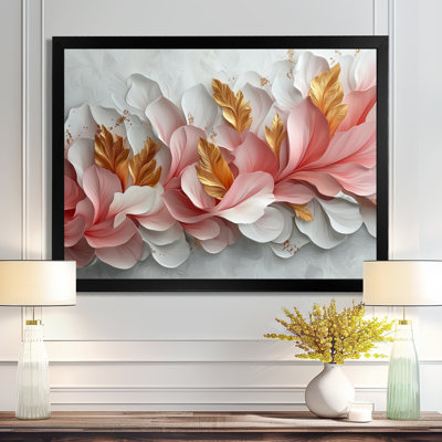 Or rose veiné marbré de pétales de fleurs III - fleurs abstraites, art mural