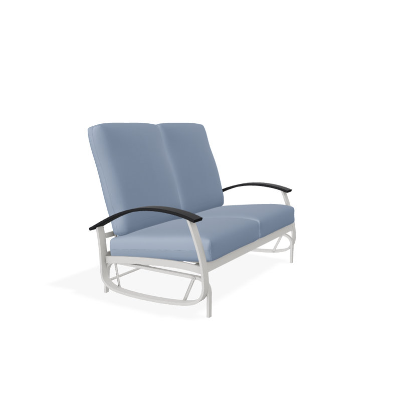 Banc oscillant avec coussins Askar, Toile toile Sunbrella® bleu ciel, Noir P70, Neige texturée