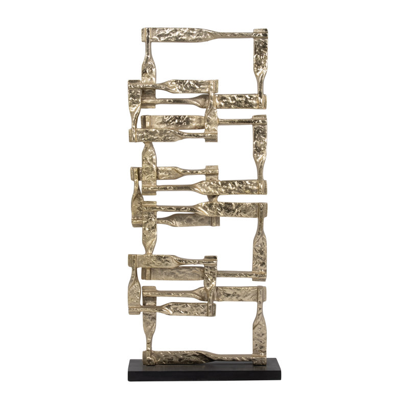 Metal Stacking Squares Abstract Statue, 23" H x 10" W x 4" D, Gold