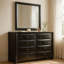 Ensemble de commode et miroir 2 pièces Ica, façades chambrées, bois noir