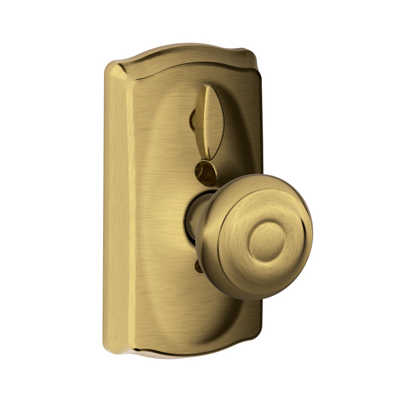 Georgian Keypad Knob with Camelot Trim, Antique Brass, Yes, Keyed Alike