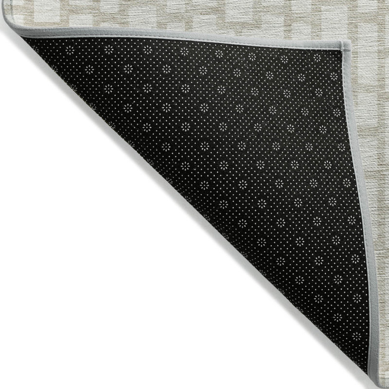 Tapis intérieur / extérieur ivoire et beige géométrique lavable HomeRoots 8 pi x 10 pi