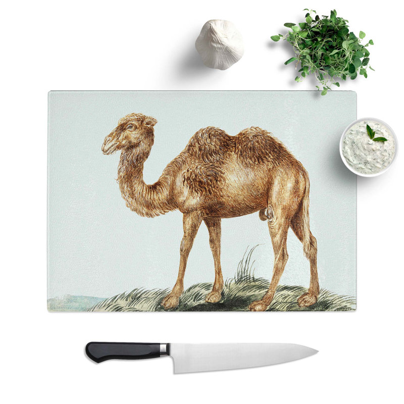 Tempered Glass Camel Chopping Board, 28.5 cm W x 20 cm L