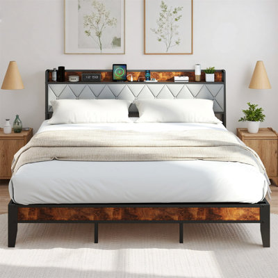Upholstered Platform Bed with Headboard