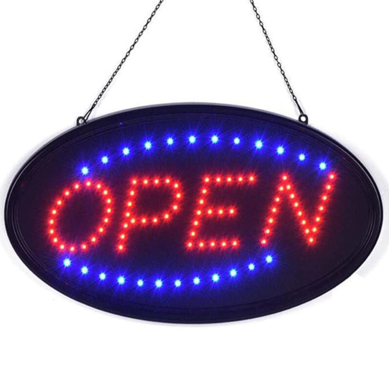 LED Open Sign, Bright High Visibility Advertisement Board Electric Display Sign Flashing Light for Business Walls Window Shop Bar Hotel, Two Modes, 19"x10"