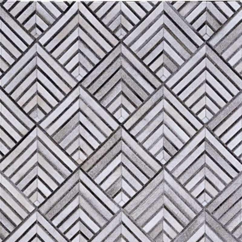 Tapis gris en peau de vache à motif géométrique, Square 7'