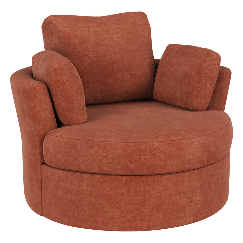Fauteuil demi-tonneau pivotant l 42,1 po Berey, Polyester orange