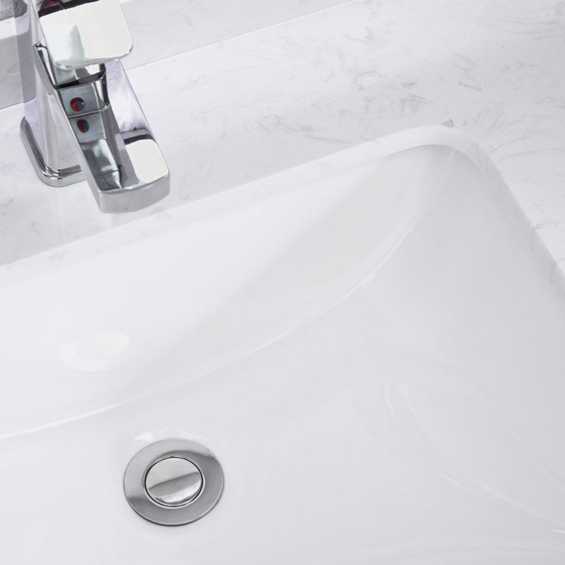 Lavabo de salle de bain rectangulaire en céramique avec trop-plein 15,25 po Go Peak