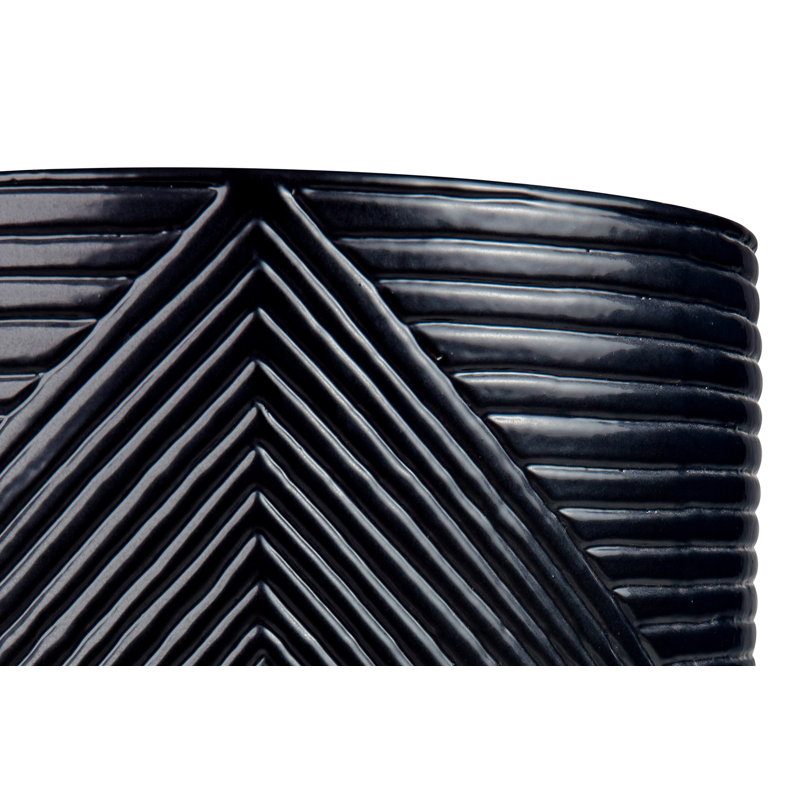 Provenance Signature Handmade Ceramic Planter, Gloss Coal