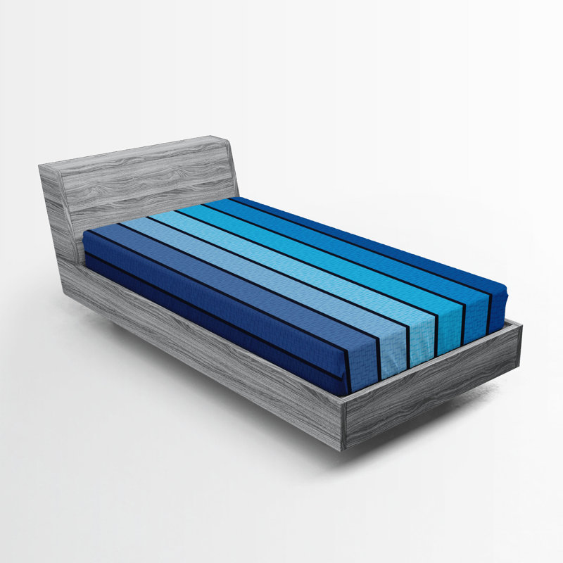 Drap-housse bleu marine et bleu pâle Ambesonne, Ensemble literie pour lit simple