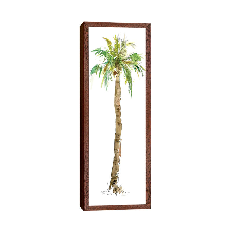 Washed Palm I by Carol Robinson - Floater Frame Panoramic Painting on Canvas, Brown, 182.88 cm H x 60.96 cm W