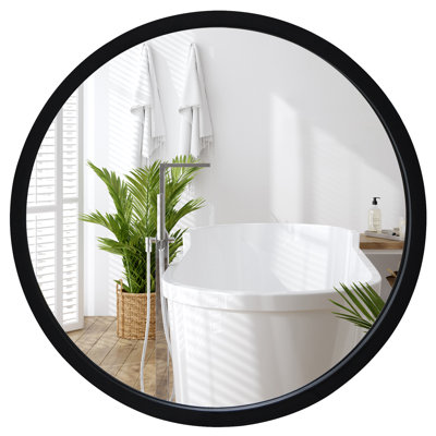 Miroir rond encadré Pacquette 20 x 20 - Miroir circulaire pour salle de bain, chambre à coucher, entrée, salon