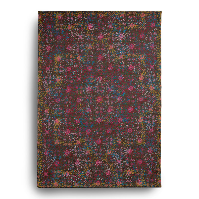 Tapis intérieur / extérieur en chenille tissé à la machine en brun, Rectangle 5 pi x 7 pi
