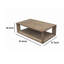 Table basse Limy, plateau rectangulaire de 54 po, tablette, bois brun antique