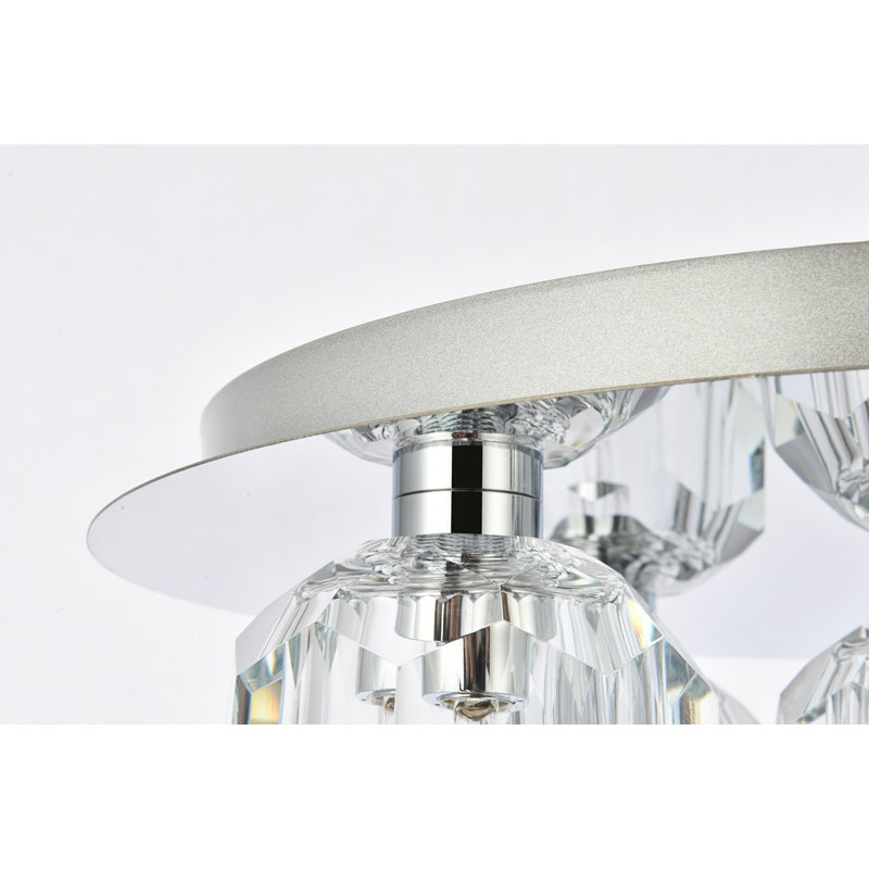 Plafonnier encastré en cristal Whitchurch, Chrome, 5 lumières, H 4 po x l 16 po x P 16 po