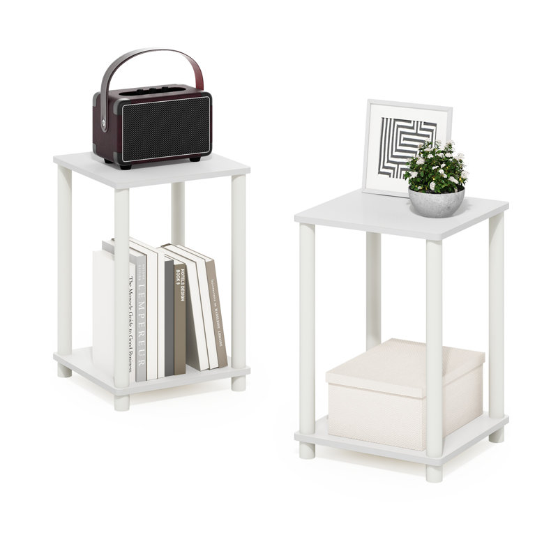 Ensemble de tables de bout avec rangement Yreka, Blanc, Blanc