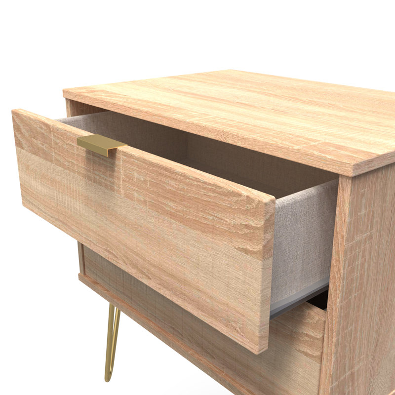 Beranda 58cm W Manufactured Wood Bedside Table, Bardolino Oak