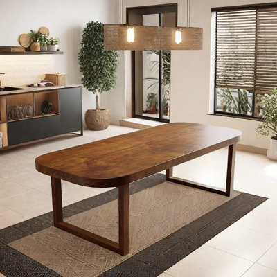 Solid wood round corner dining table rectangular