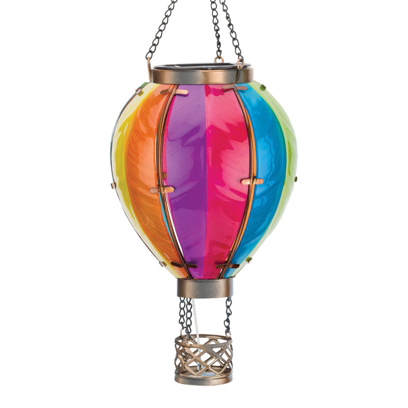 15'' Multicolor Glass Hot Air Balloon LED Lantern