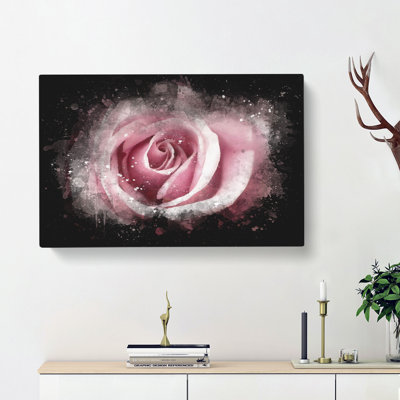 Pretty in Pink Rose Flower - Wrapped Canvas Painting Print